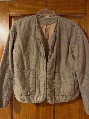 Eileen Fisher Neutral Taupe quilted Utility Jacket